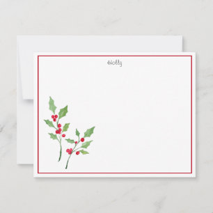 Watercolor Holly Sprigs Card