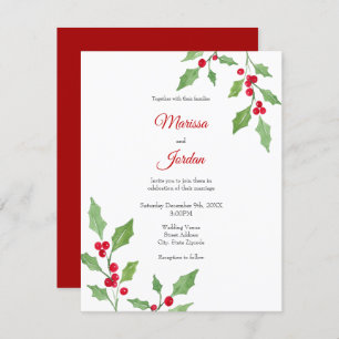 Watercolor Holly Sprigs Invitation