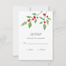 Watercolor Holly Sprigs RSVP Card