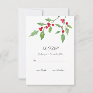 Watercolor Holly Sprigs RSVP Card