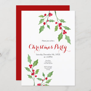 Watercolor Holly Springs Invitation