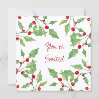 Watercolor Holly Wreath 3