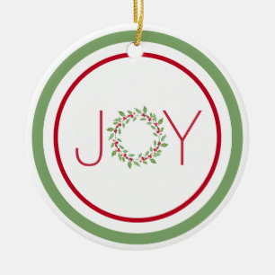 Watercolor Holly Wreath Ceramic Ornament