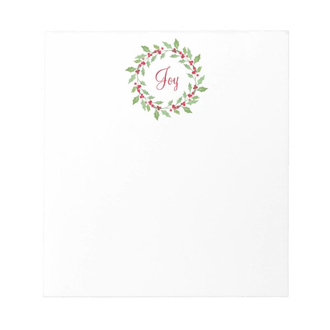 Watercolor Holly Wreath Notepad (Front)