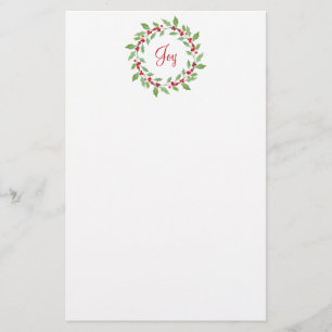 Watercolor Holly Wreath Stationery