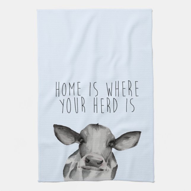 Watercolor Holstein Cow Tea Towel (Vertical)