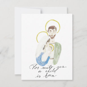 Watercolor Holy family Christmas card