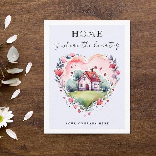 Watercolor Home Heart Real Estate Farming  Postcard (Creator Uploaded)