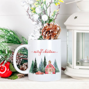 Watercolor Home Merry Christmas Coffee Mug