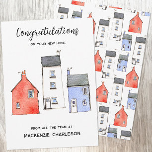 Watercolor Home Real Estate Congratulations Card