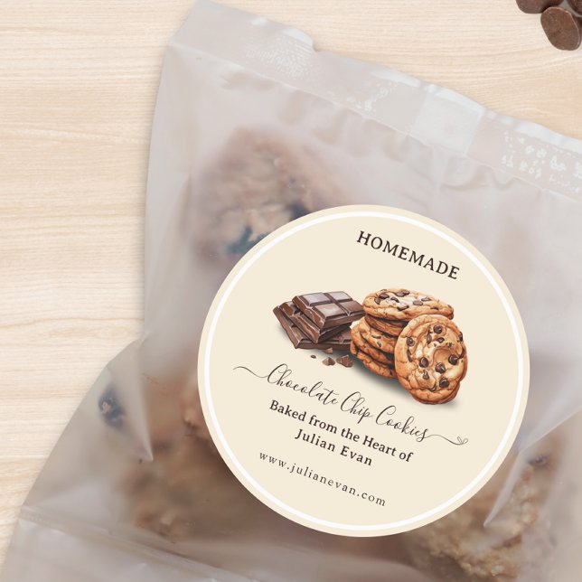 Watercolor Homemade Chocolate Chip Cookies Sticker (Watercolor Homemade Chocolate Chip Cookies Sticker)