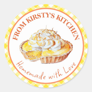 Watercolor Homemade Gingham Lemon Tart Label