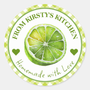 Watercolor Homemade Gingham Lime Label
