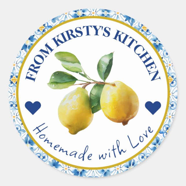 Watercolor Homemade Lemons Label (Front)