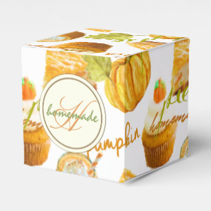 Watercolor Homemade Pumpkin Pie & Treats Monogram Favour Box