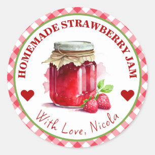 Watercolor Homemade Strawberry Jam Label