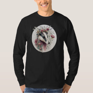 Watercolor Honey Badger Flower Crown Cute Animal T-Shirt