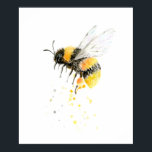 Watercolor Honey Bee Print<br><div class="desc">Watercolor honey bee art print by the watercolor artist Cheng Jing. The background can be changed and paint splatter can be changed</div>