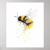 Watercolor Honey Bee Print