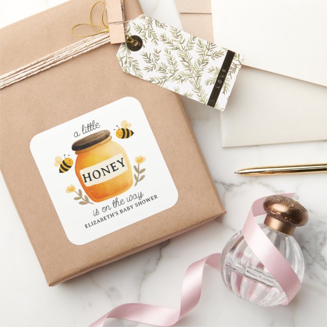 Watercolor Honey & Bees Baby Shower  Square Sticker (Gifting)
