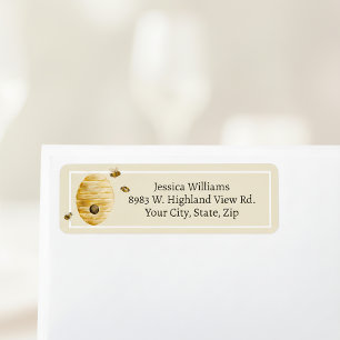 Watercolor Honey Bees Beehive Return Address Label