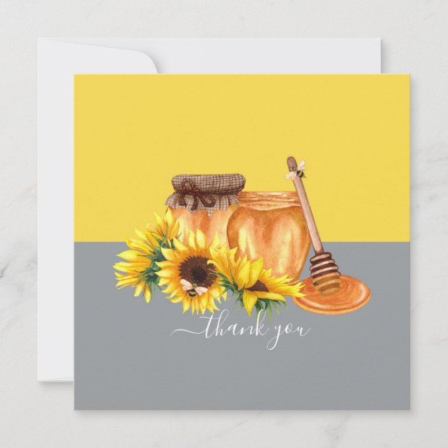 Watercolor Honey Still Life Thank You Card (Front)
