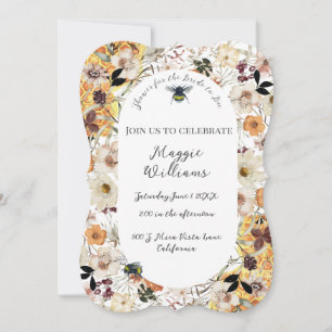 Watercolor Honeybee and Wildflowers Bride to Bee  
