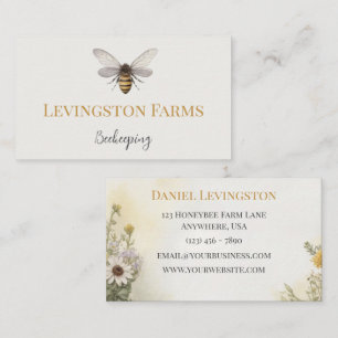 Watercolor Honeybee Wildflowers Beekeeping Farm Business Card