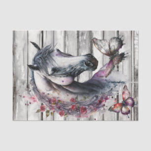 watercolor Horse and Butterflies Tissue Paper