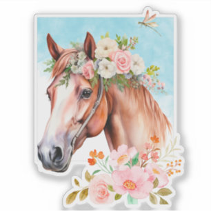 Watercolor Horse and Flowers Vinyl Cut