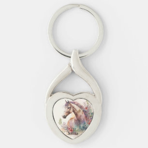  Watercolor Horse Animal Lover Personalised Key Ring