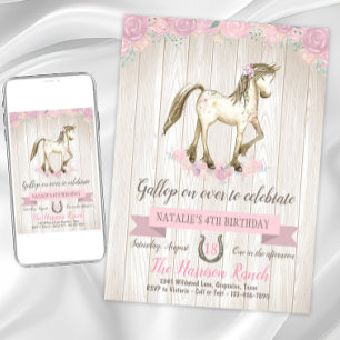 Watercolor Horse Birthday Party Invitation