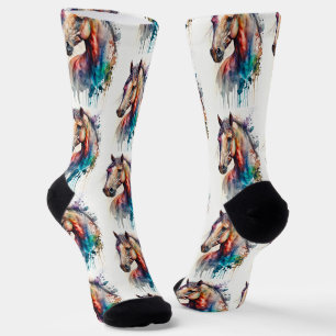 Watercolor Horse Equestrian Socks