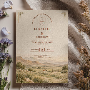 Watercolor Horse Ranch Western Wedding Invitation