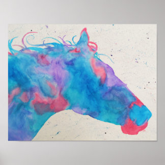 Watercolor Horse Silhouette Poster