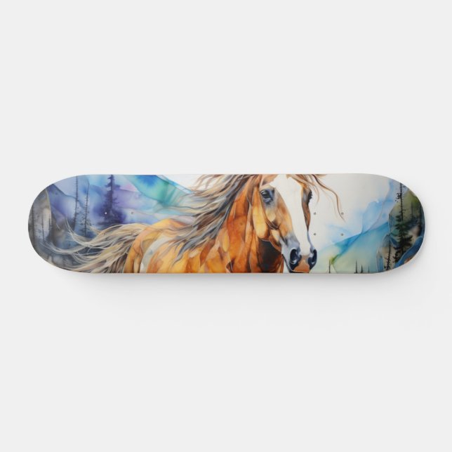 Watercolor Horse Skateboard Deck (Horz)