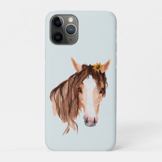 Watercolor Horse w/sunflower iPhone 11 Pro Case
