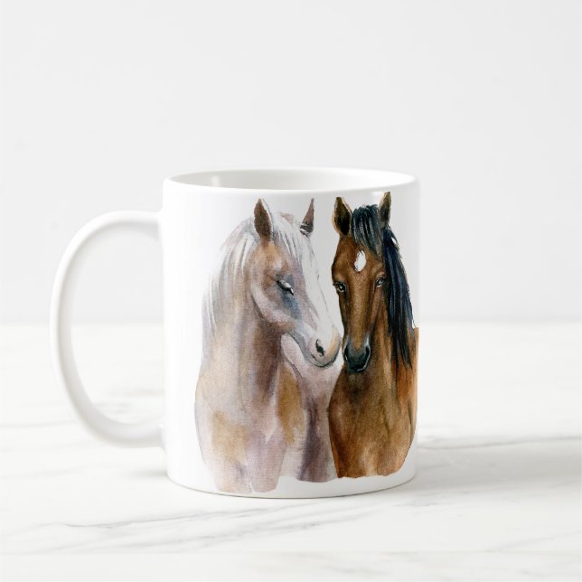 Watercolor Horses Coffee Mug (Left)