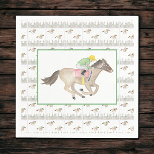 Watercolor Horses & Jockey Derby Race Day Napkin