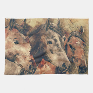 Watercolor Horses Tea Towel