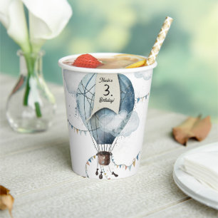 Watercolor Hot Air Ballon // Kid’s Birthday Paper Cups
