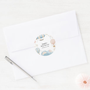 Watercolor Hot Air Balloon Baby Shower  Classic Round Sticker