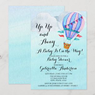 Watercolor Hot Air Balloon Baby Shower Invitation