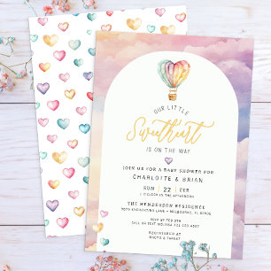 Watercolor Hot Air Balloon Baby Shower Invitations