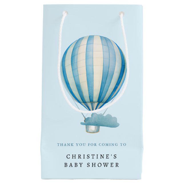 Watercolor Hot Air Balloon Baby Shower  Small Gift Bag (Front)