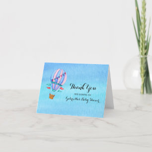 Watercolor Hot Air Balloon Baby Shower Thank You Card