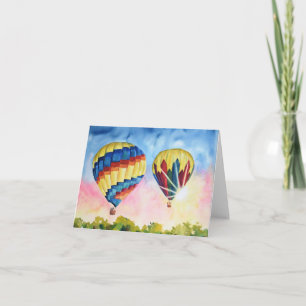 Watercolor Hot Air Balloon Blank Greeting Card
