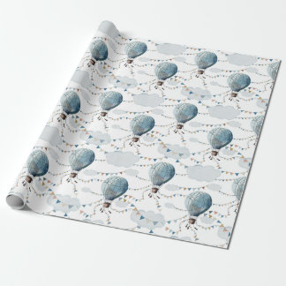 Watercolor Hot Air Balloon White // Wrapping Paper