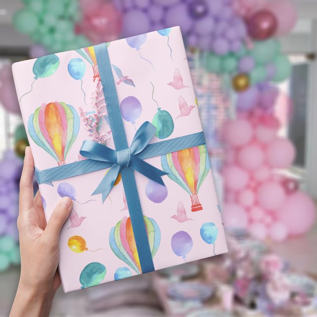 Watercolor Hot-Air-Balloons Pattern Wrapping Paper (Creator Uploaded)