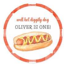 Watercolor Hot Dog 1st Birthday